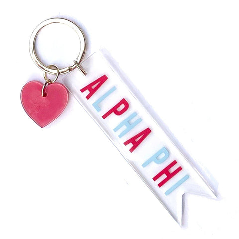 Sorority & Greek Acrylic Heart Keychain: Alpha Phi