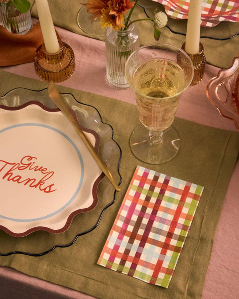 Fall Plaid Paper Napkins - 25 pcs; Thanksgiving decor, 6x4