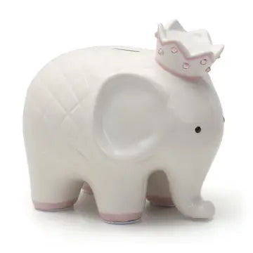 White with Pink Elephant Bank