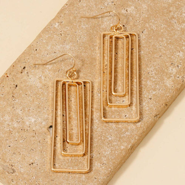 Layered Rectangle Dangle Earrings: RH