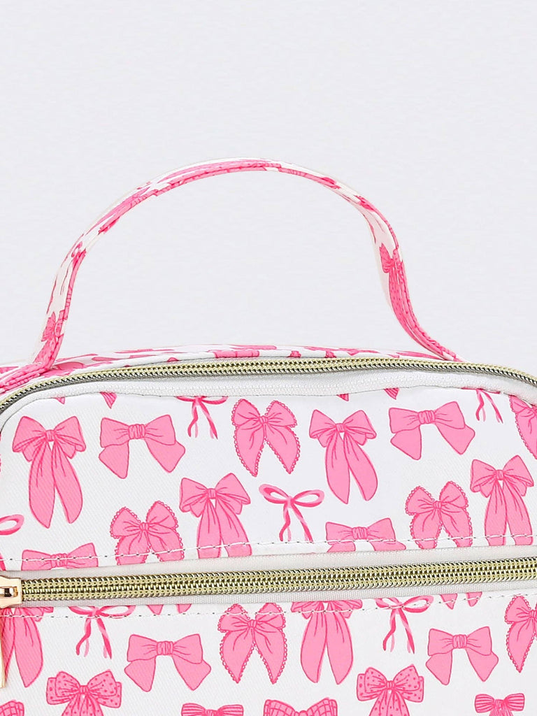 Bow Printed Canvas Lunch Boxes Bag - Thumbnail 3