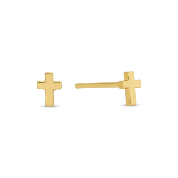 Small Cross Studs on Velvet Gift Tag: Gold