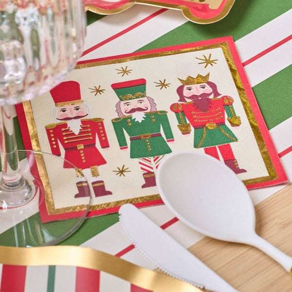 Bevel Board Kit - 9.75 x 8" Green Acacia Medium w/ Gold Spreader, Nutcracker Napkin, and Ribbon