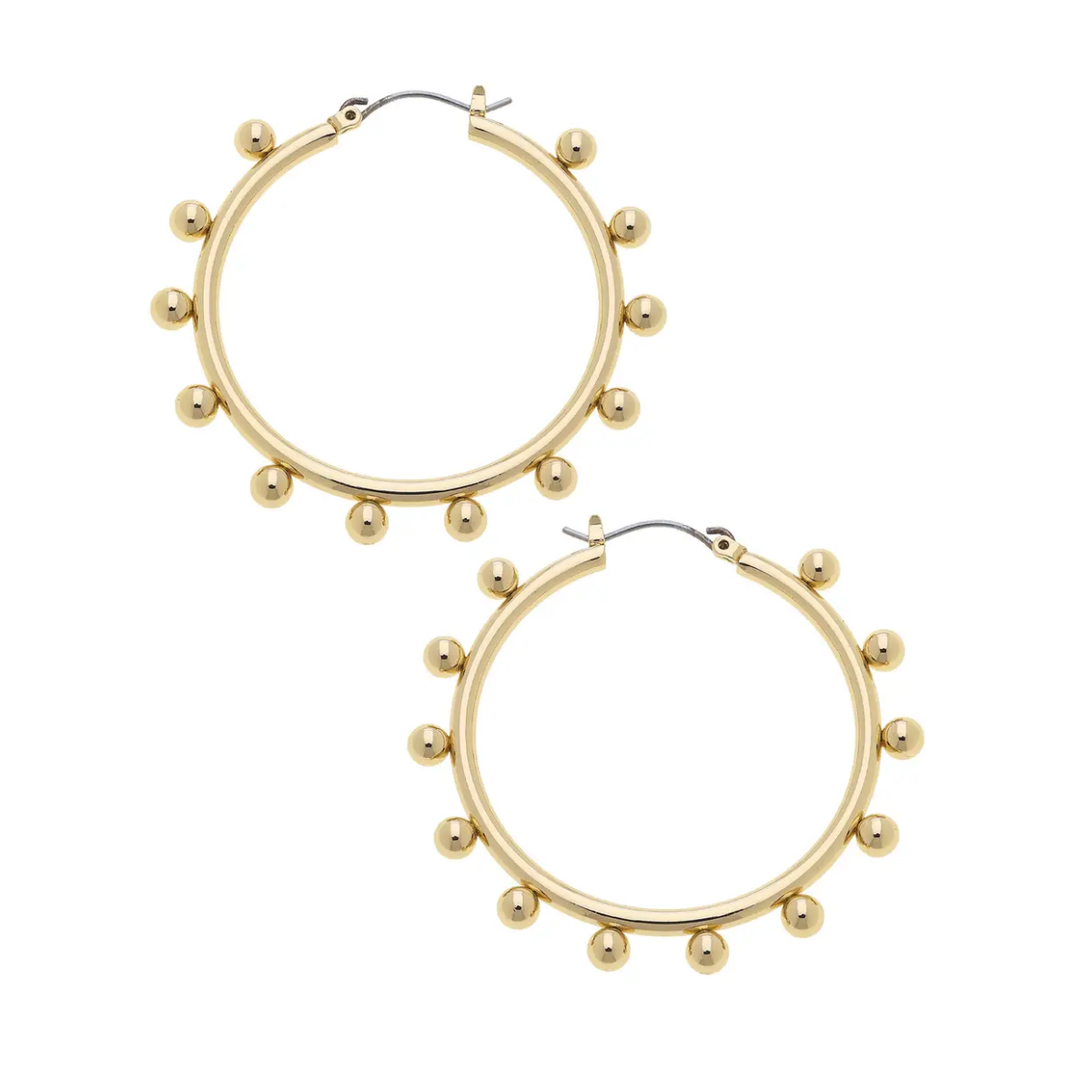 Katie Ball Bead Hoop Earrings in Shiny Gold