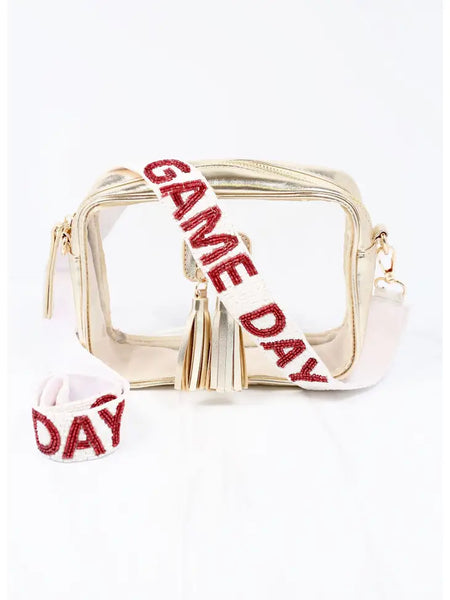 Red and White Game Day Beaded Purse Strap