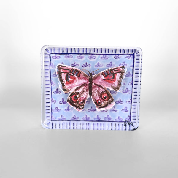 Purple Butterfly on Fleur De Lis Block: Small