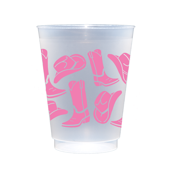Let's Go Girls Cowgirl Party Cup | Frosted 16oz Set of 8 Cup