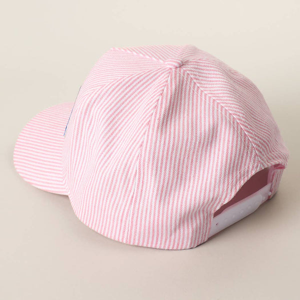 USA Letter Patch Striped Trucker Hat 
: PINK