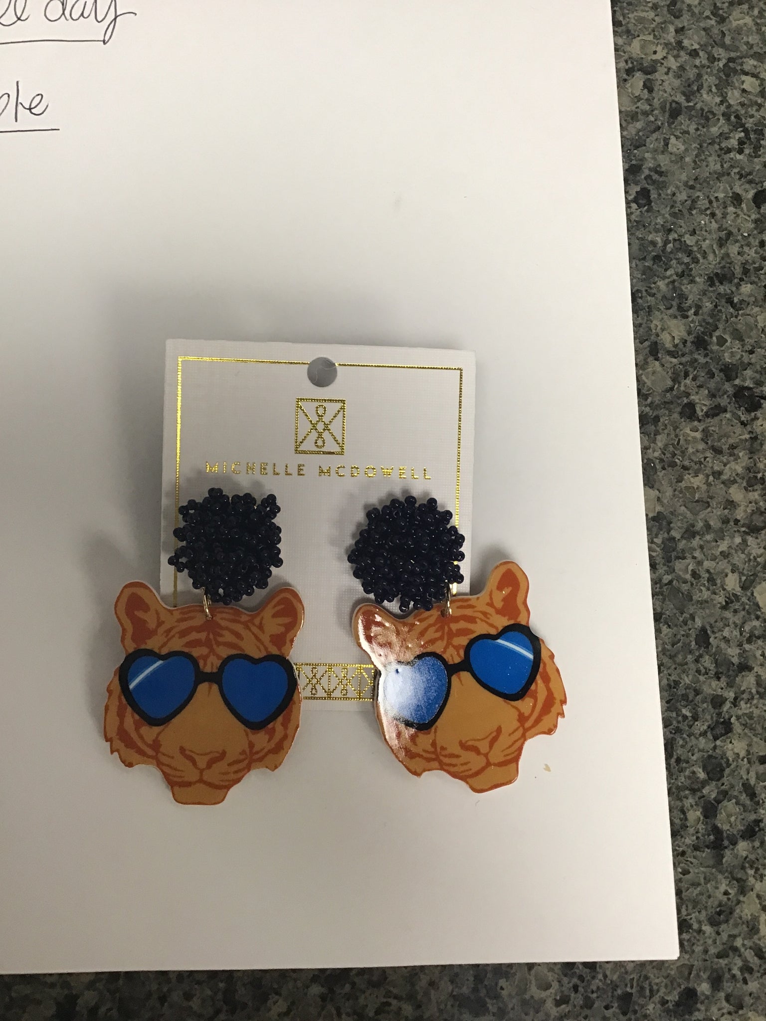 Tiger Heart Sunglasses Acrylic Earrings