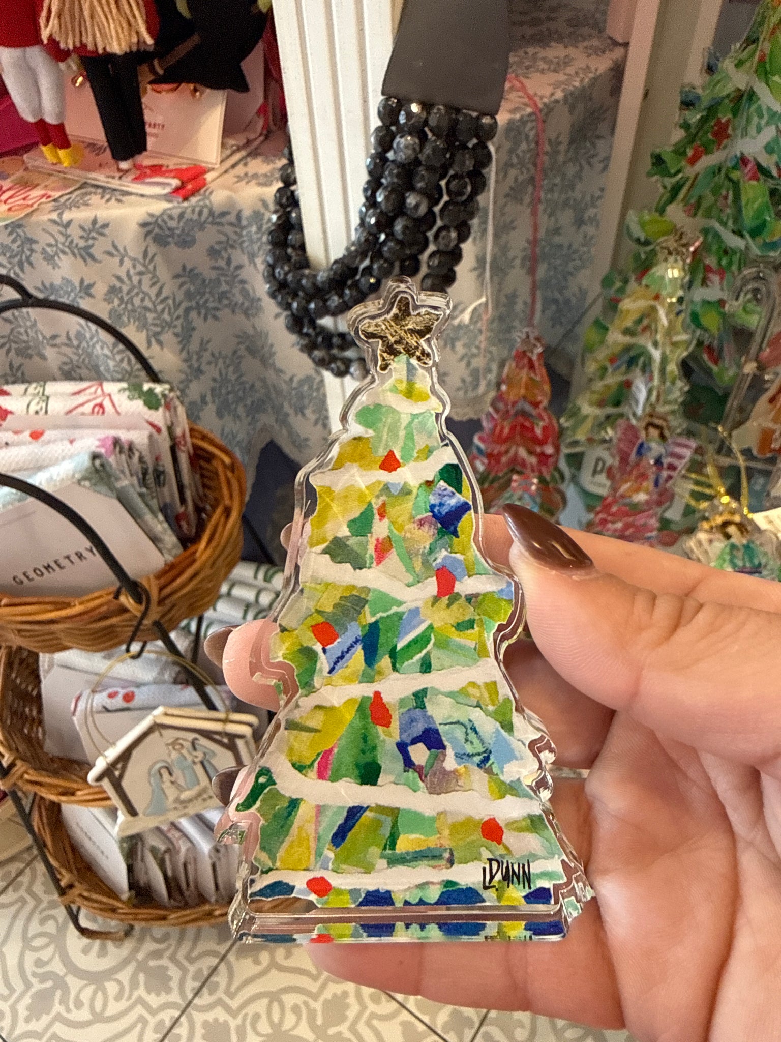 Lauren Dunn BRIGHT GREEN ADORNED TREE BITTY