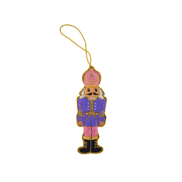 Pink & Purple Beaded Nutcracker Ornament