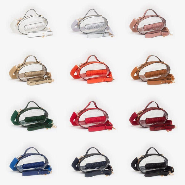 Clear Gameday Football Stitch Detail Crossbody Bag