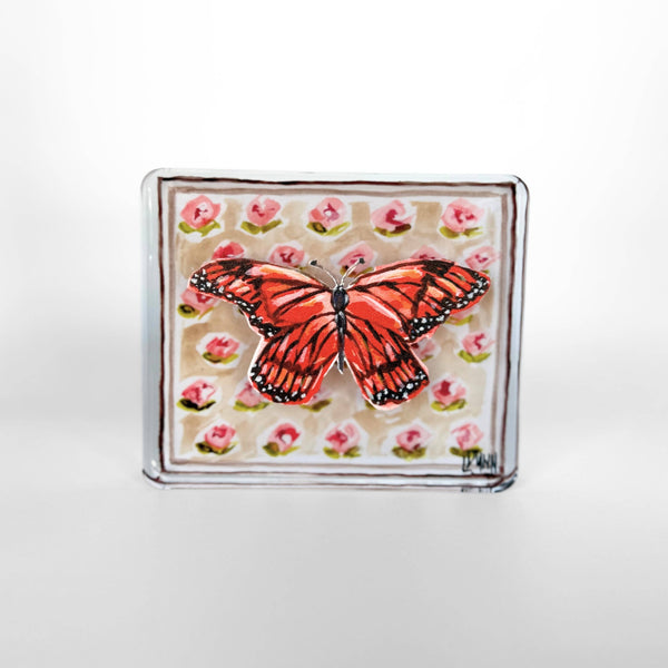 Monarch Butterfly on Peach Block: Large