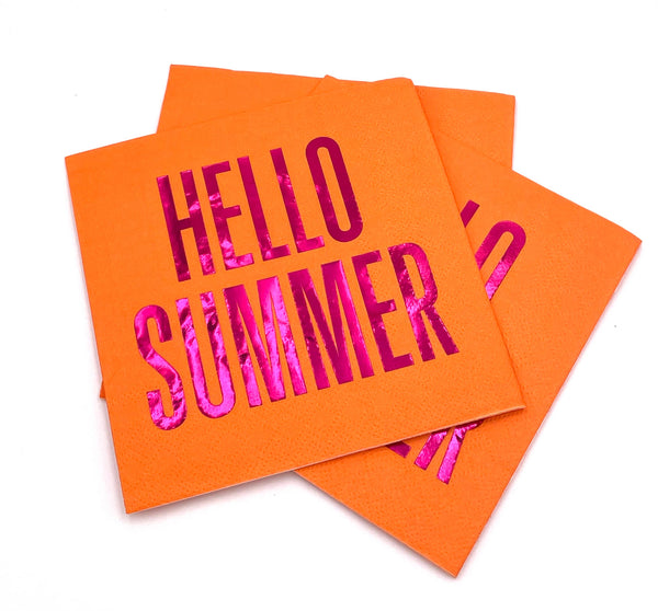 Cocktail Napkins | Hello Summer Orange- Foil - 20ct