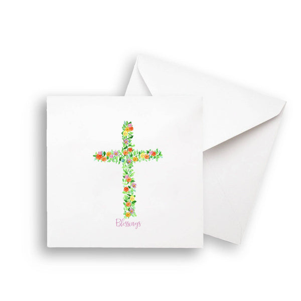 Cross with Flowers: Remove Words / Dishtowel / -