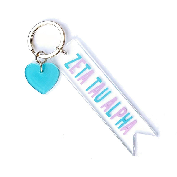 Sorority & Greek Acrylic Heart Keychain: Alpha Phi
