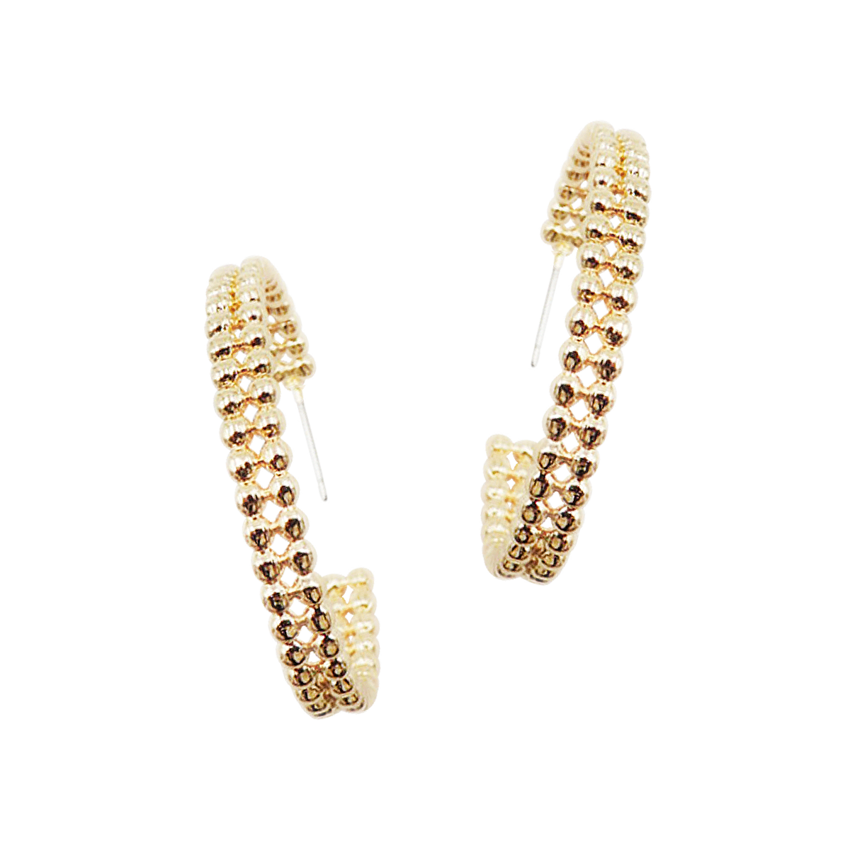 Gold Beaded Hoop Earrings