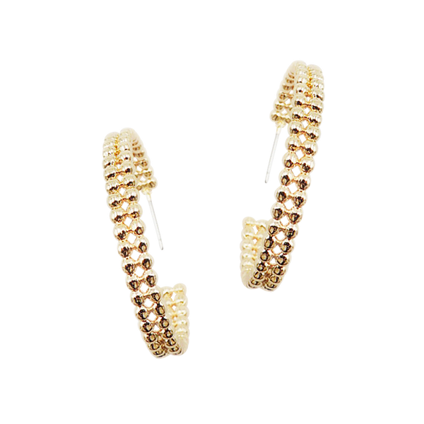 Gold Beaded Hoop Earrings