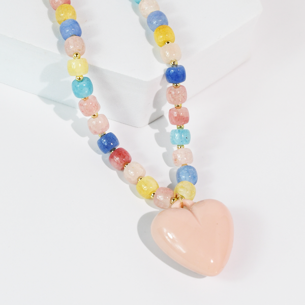 Happy colorful heart Necklace: Blue