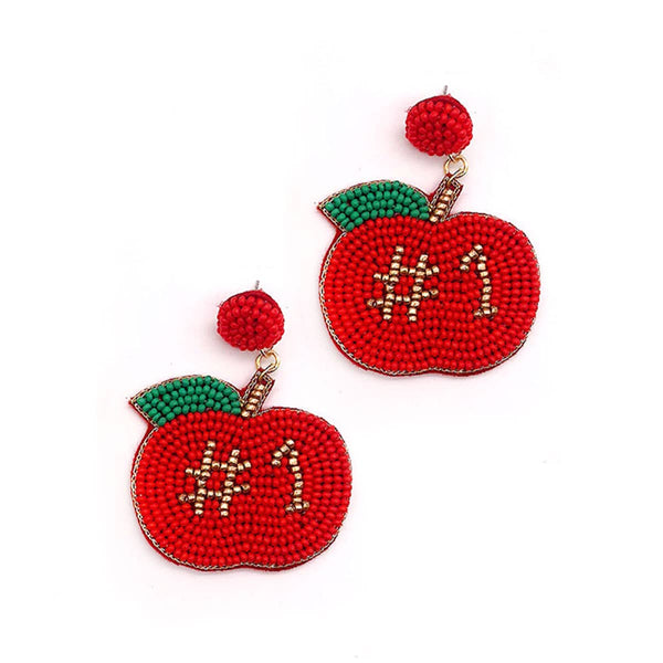 #1 Teacher Apple Earrings