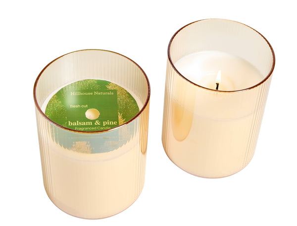 Fresh Cut Balsam & Pine Candle In Lg. Gold Glass 15oz. Ctn.6