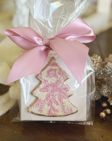 Vintage Design Christmas Tree Canvas Art: Package in Cello Bag with Ribbon
