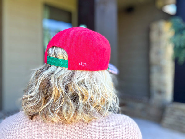 Embroidered Baseball Cap - Holiday - "Oh What Fun" - Red