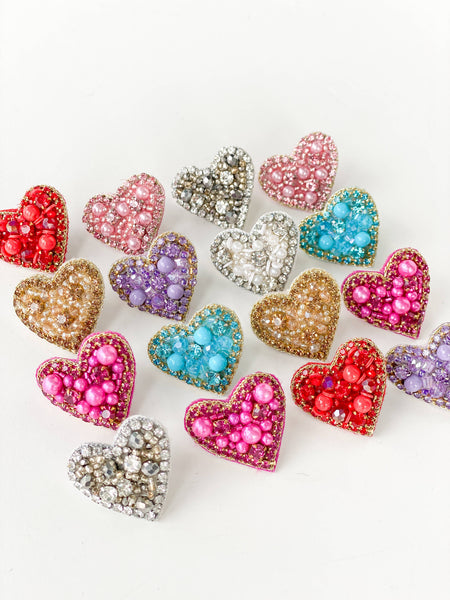 Sweetheart Stud Earrings | Silver