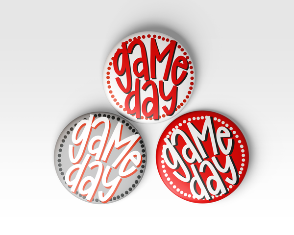 Red Game Day Polka Dots Buttons | Game Day Pins: RED BACKGROUND