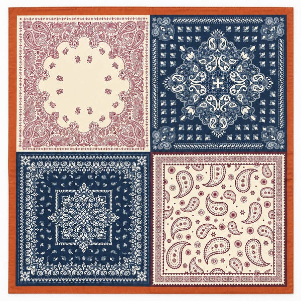 Patchwork Paisley Bandana Printed Square Scarf BROWN