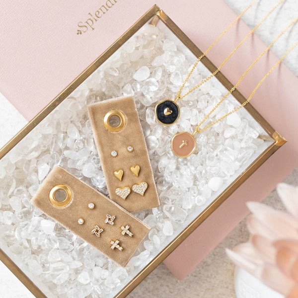 Cross Velvet Stud Gift Set: Silver