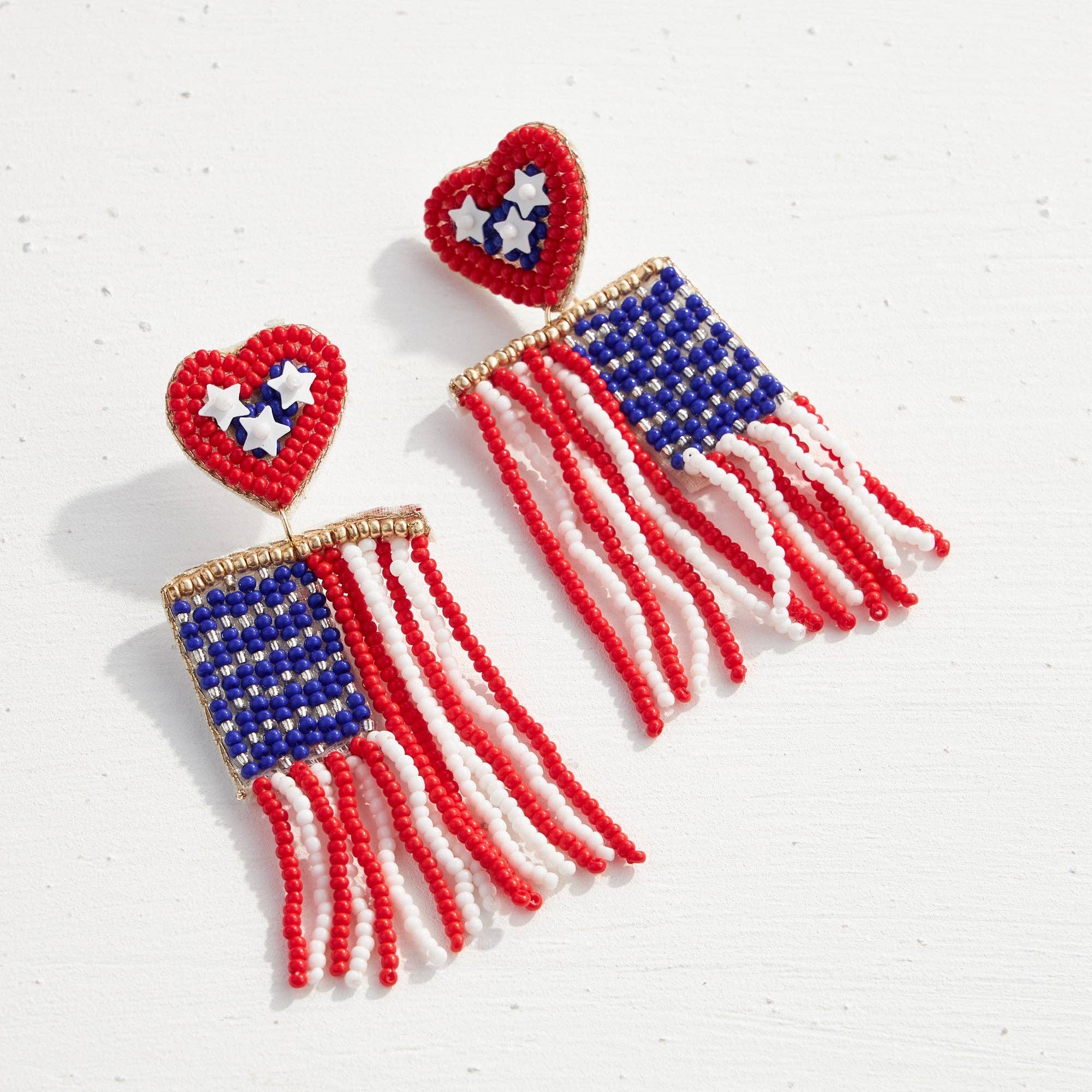 Flag Tassel Seed Bead Earrings