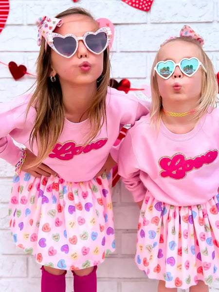 Candy Hearts Valentine's Day Tutu - Kids Dress Up Skirt