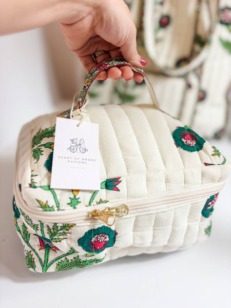 Block Print Quilted Cosmetic Bags | Set of 3 | Camilla Luxe