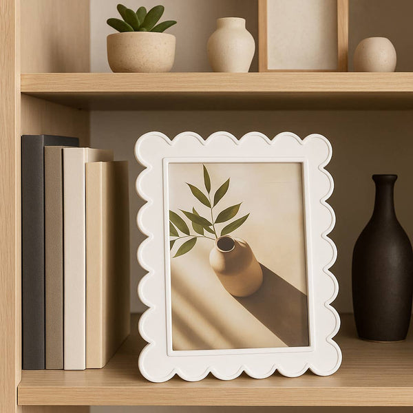 Photo Frame - Resin with Decorative Scalloped Edge: White / 4x6