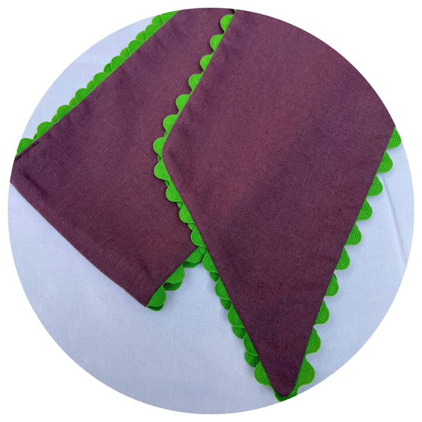 Custom Linen Sashes with Trim : Red with White trim 54"
