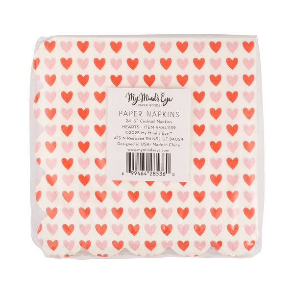 Hearts Scalloped Cocktail Napkin