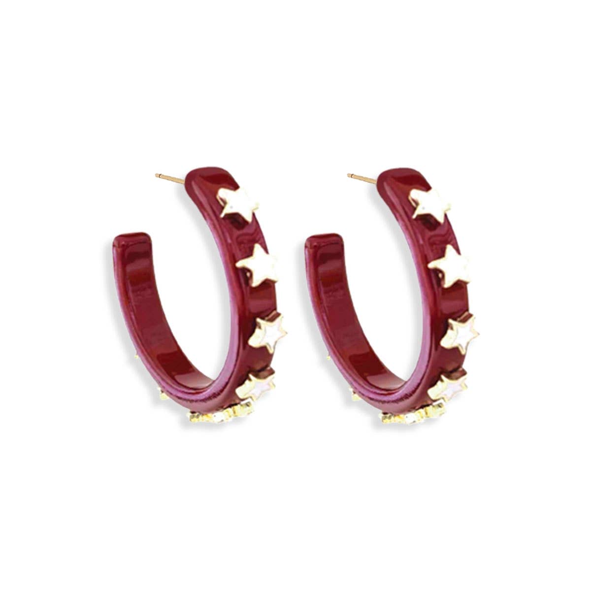 Garnet Star Hoop Earrings