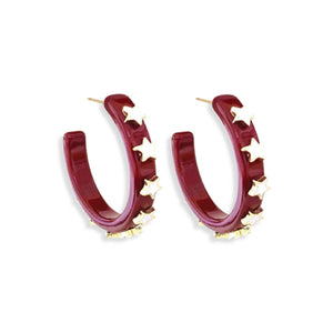 Garnet Star Hoop Earrings