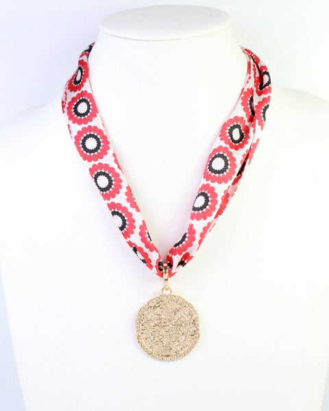 Lucy Floral Skinny Scarf Red Black: Default
