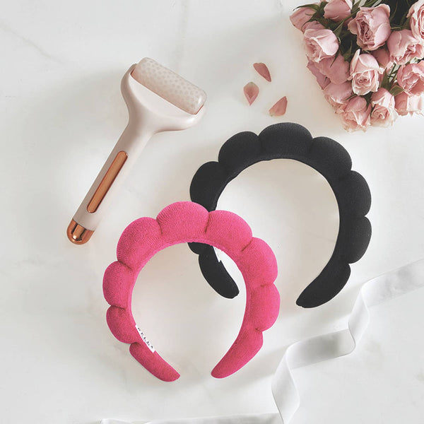 Plush Spa Headband - Hot Pink: Velvet, Sponge, Plastic / One Size Fits Most