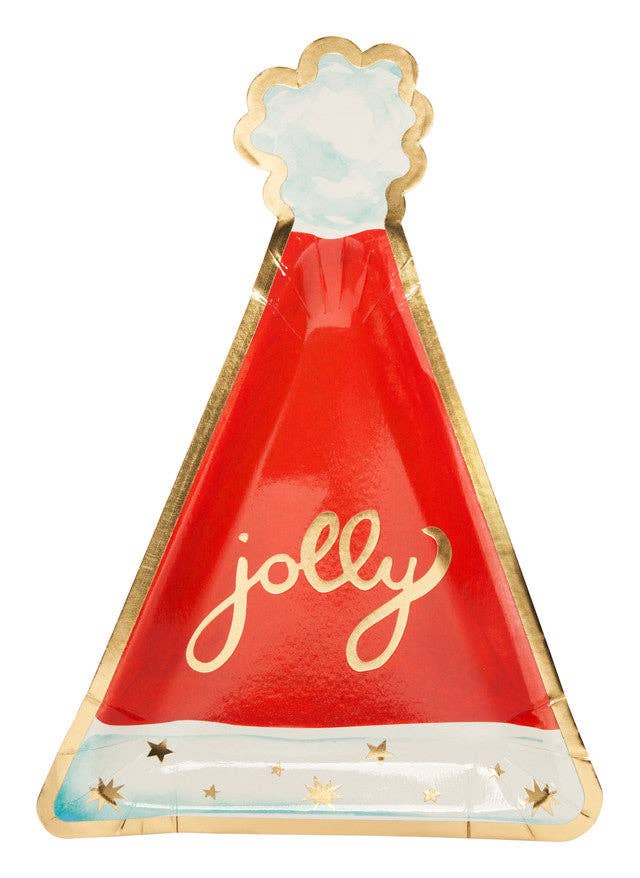 Die Cut Santa Hat Paper Salad Plate Jolly Holiday/8 pkg