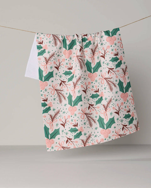 Sugarplum Florals Tea Towel - Holiday 2026: Ivory