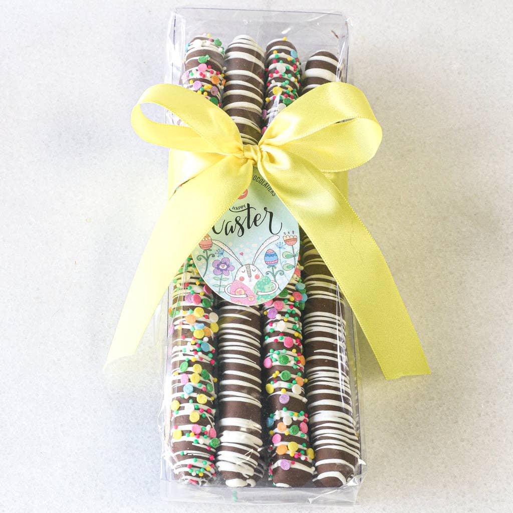 8pc Easter Milk Chocolate Covered Pretzel Rods