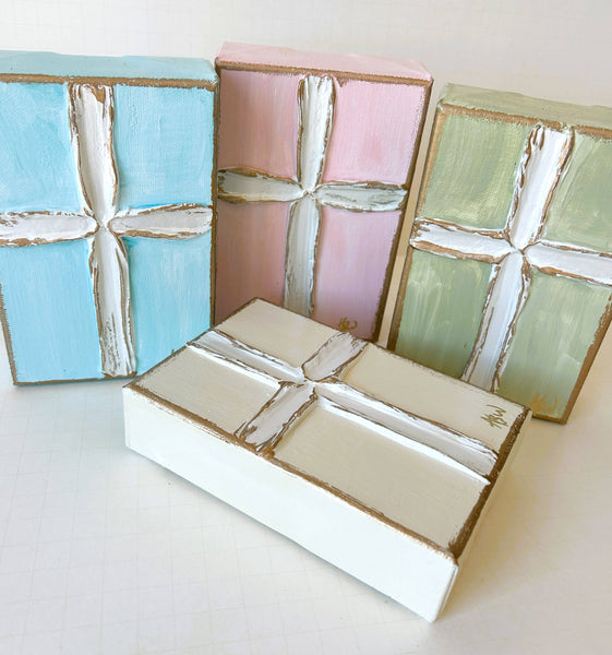 Pearl Cross  Pink / 4x6 wood block