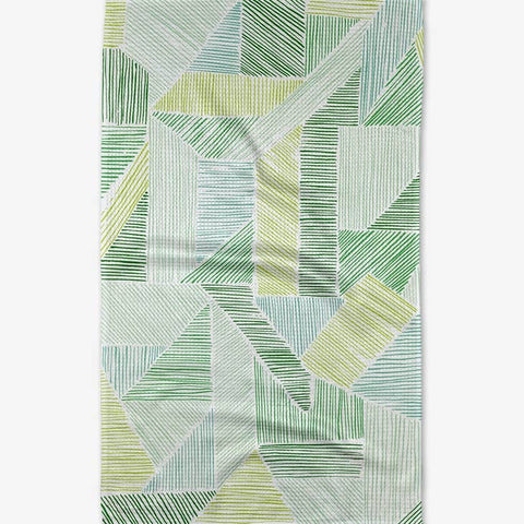 Geometry Green Kites Tea Towel