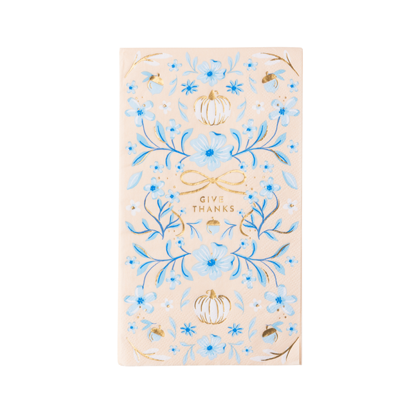 Blue Toile Pumpkin Halloween Guest Towels (Set of 20)