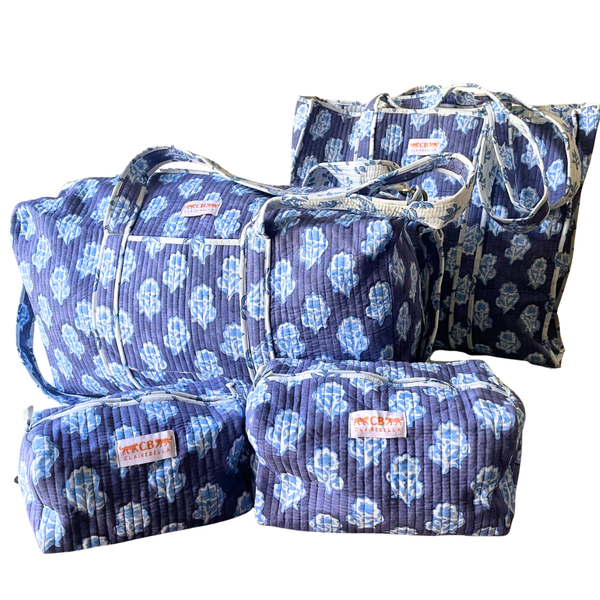 Maya Blue Pouch | Quilted Pouch Set | Quality Fabric Pouches