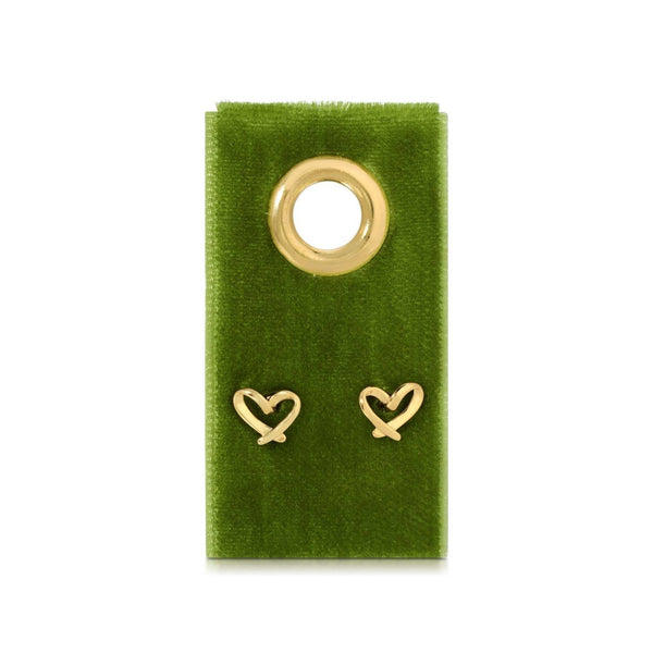 Free Form Heart Studs on Velvet Gift Tag: Gold