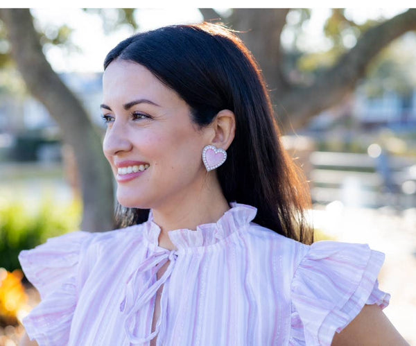 Audrey Velvet Heart Earrings | Pink